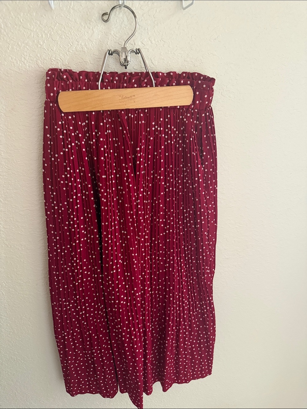 Women’s Red Pleated Polka Dot Skirt
